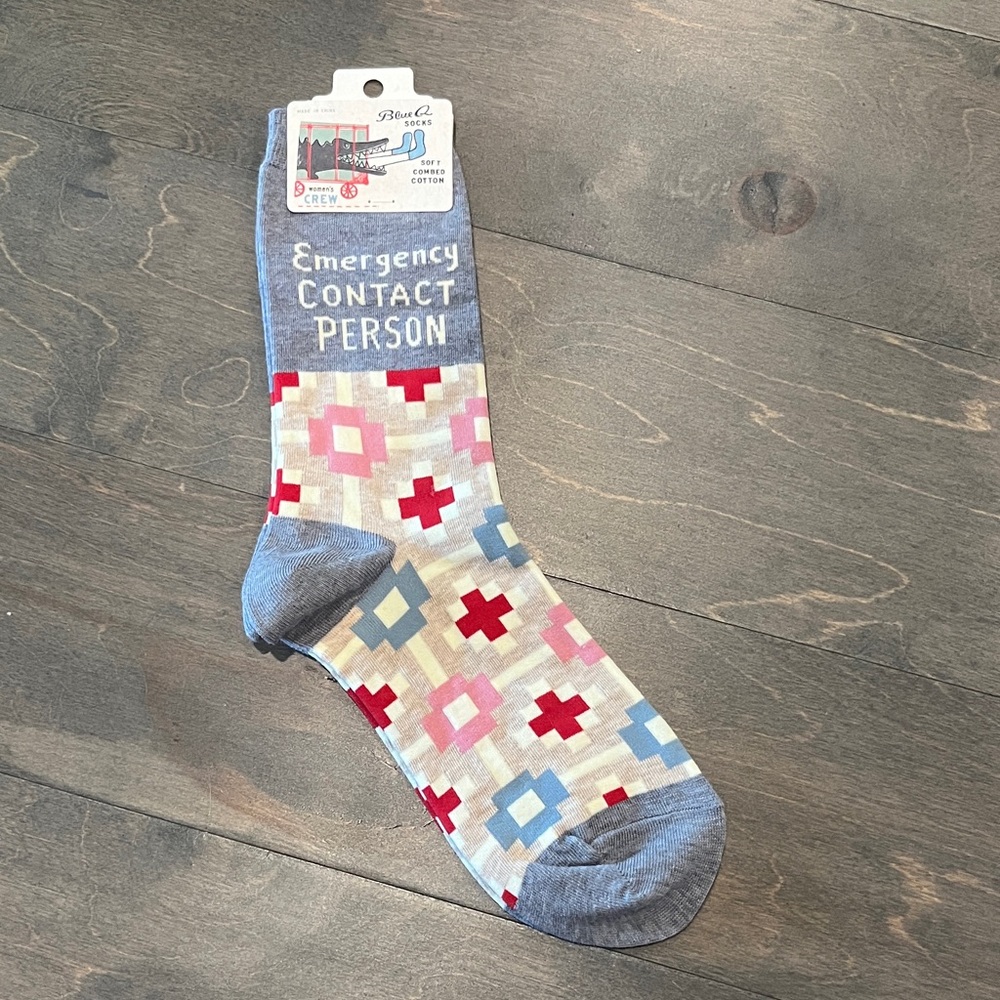 Blue Q 'Emergency Contact Person' Crew Socks
